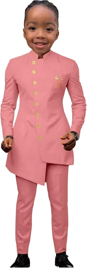 2 Piece African Boys Formal Suits Kids Tuxedo Wedding Dinner Party Performance Jacket Pants for Boys