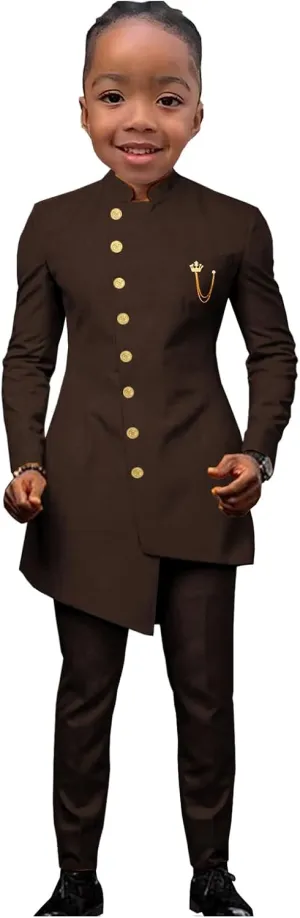 2 Piece African Boys Formal Suits Kids Tuxedo Wedding Dinner Party Performance Jacket Pants for Boys