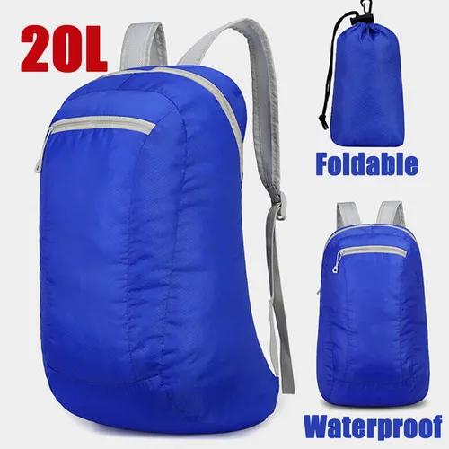 20L Blue Waterproof Lightweight Backpack | Portable Foldable | Travel Outdoor
