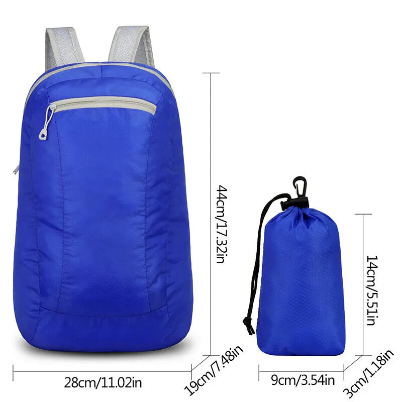 20L Blue Waterproof Lightweight Backpack | Portable Foldable | Travel Outdoor