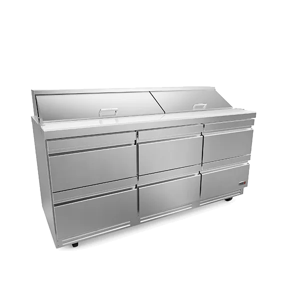 72" Salad Table w/ 18 Pans & 6 Drawers