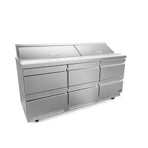 72" Salad Table w/ 18 Pans & 6 Drawers