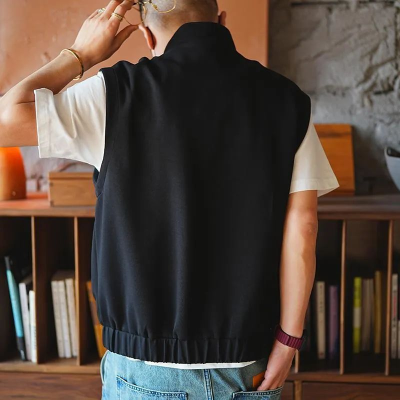 Advbridge Oversized Men's Vest Double zipper Stand Collar Sleeveless Tank Tops Coat American INS Trendy High Street Loose Casual Waistcoat