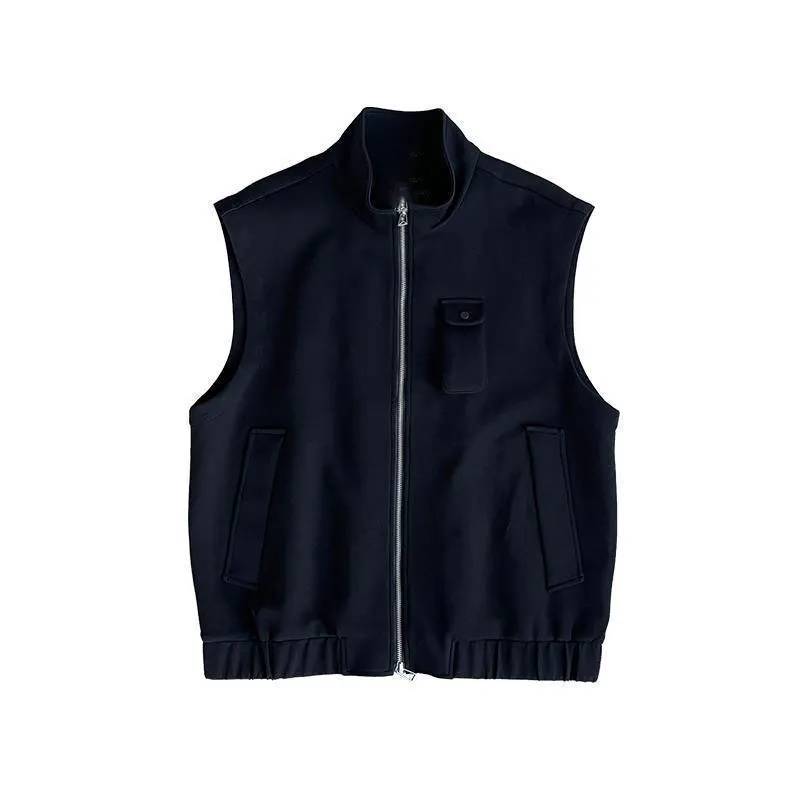 Advbridge Oversized Men's Vest Double zipper Stand Collar Sleeveless Tank Tops Coat American INS Trendy High Street Loose Casual Waistcoat