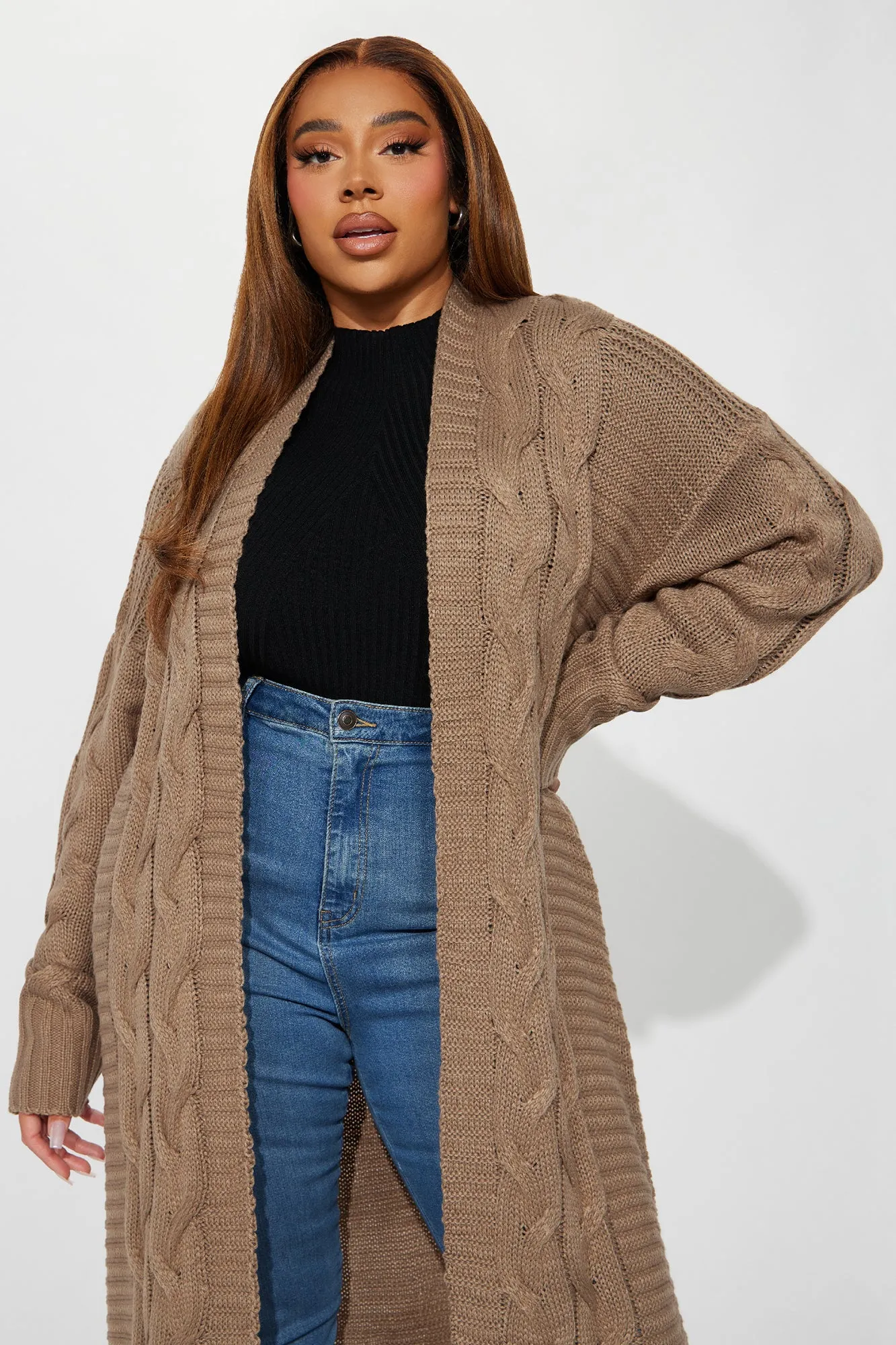 Aneria Long Cardigan - Taupe