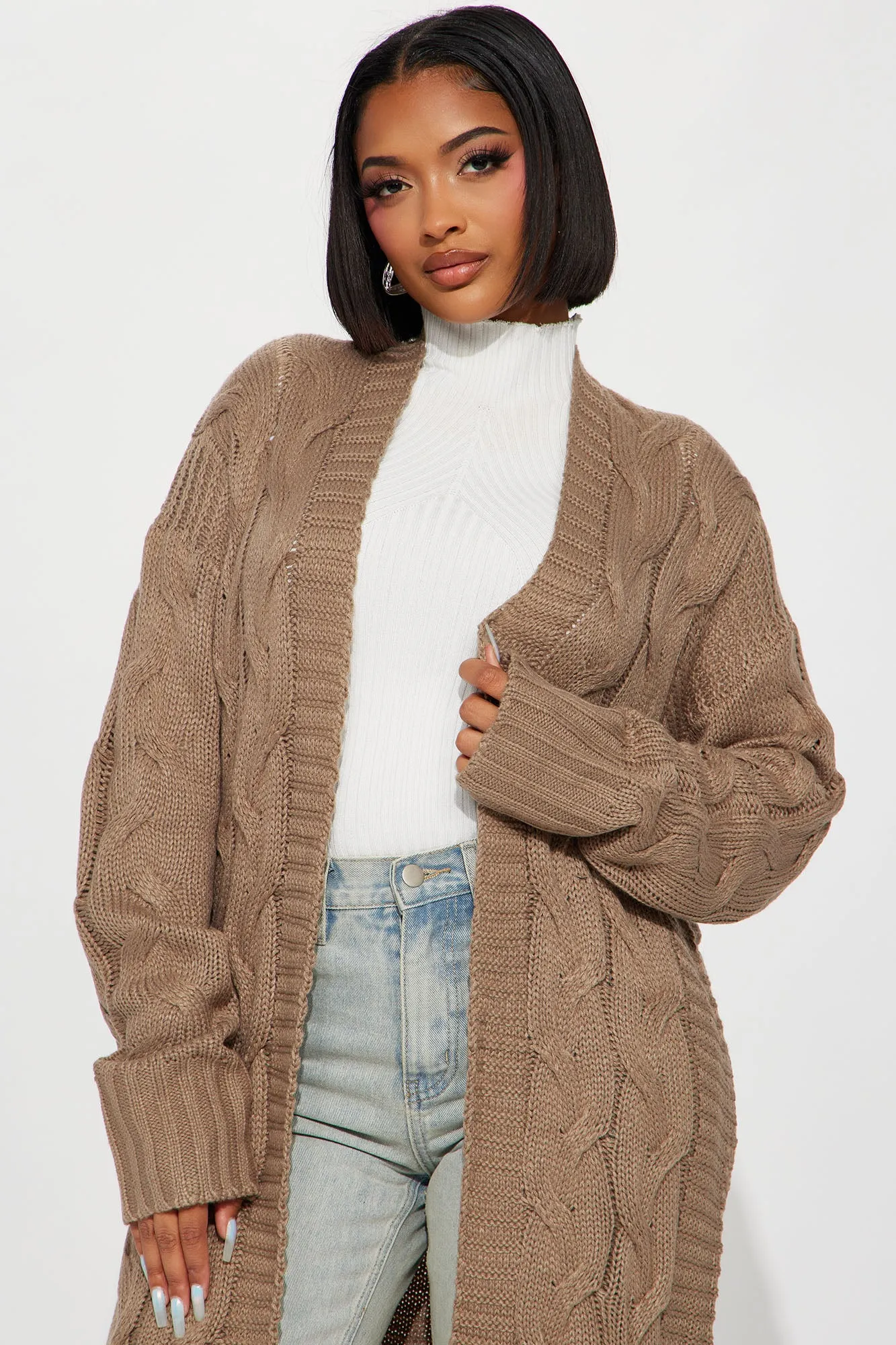 Aneria Long Cardigan - Taupe