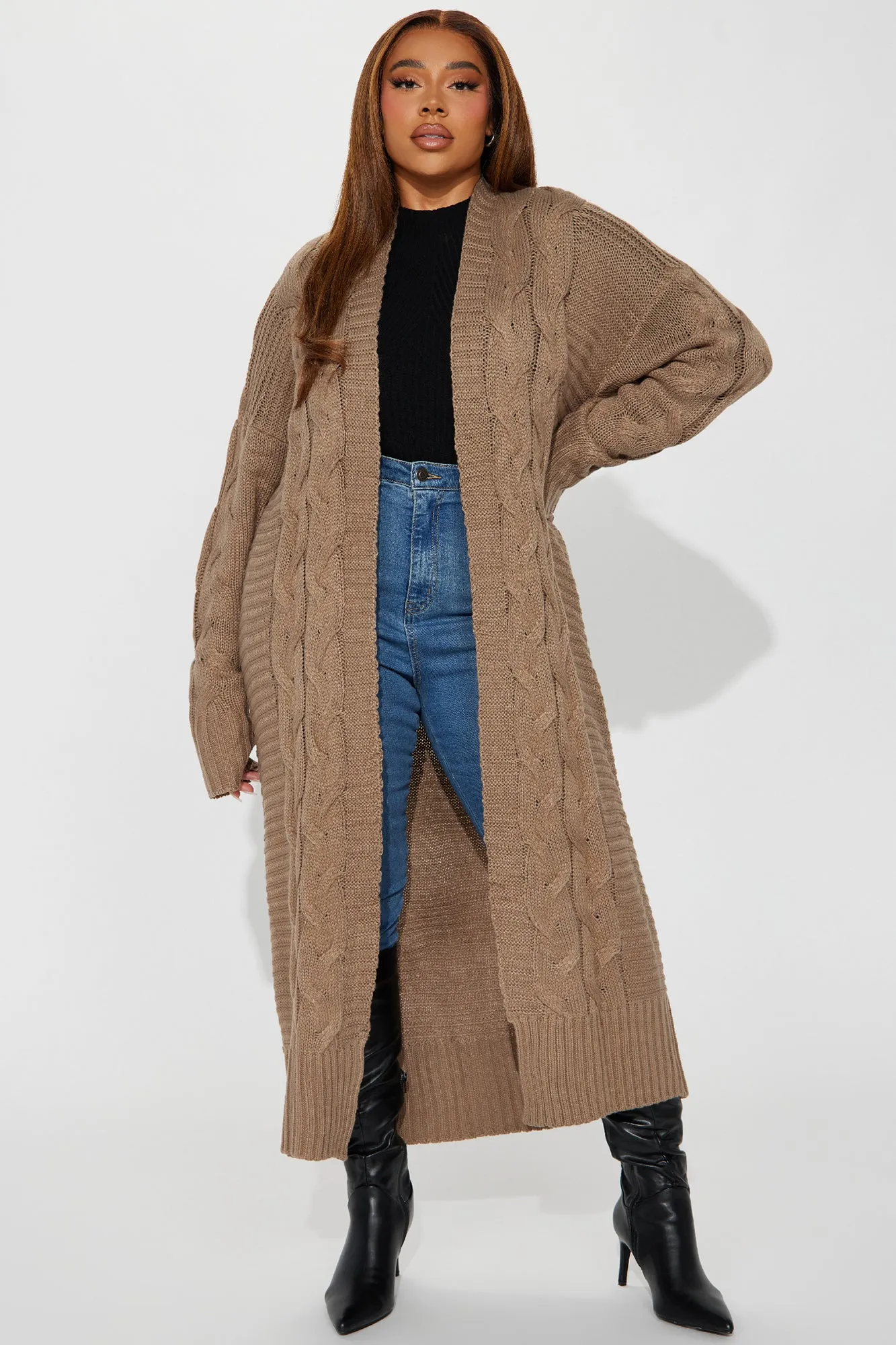 Aneria Long Cardigan - Taupe