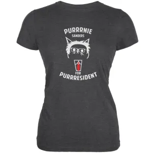 Bernie Sanders for Purrresident Dark Heather Juniors Soft T-Shirt