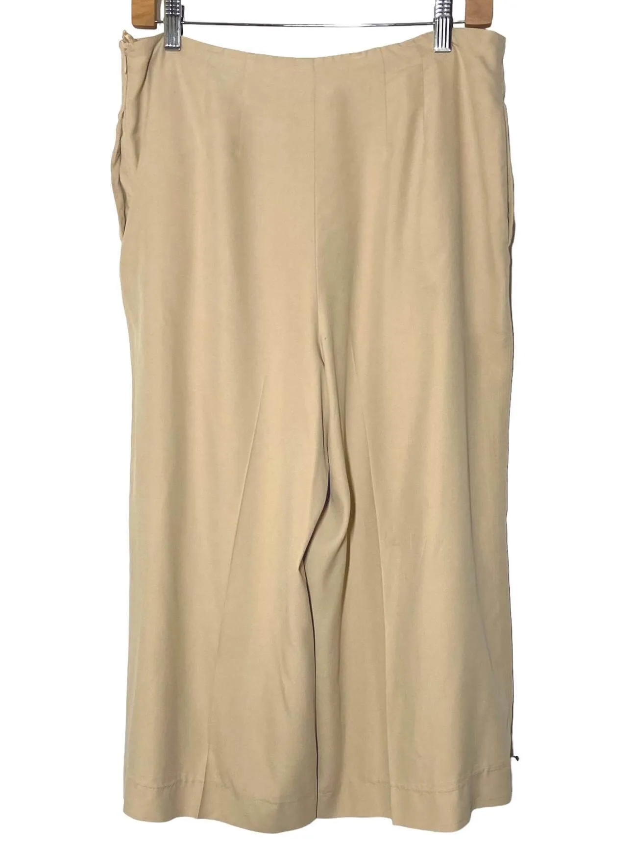 Bright Spring Beige Silk Palazzo Pants