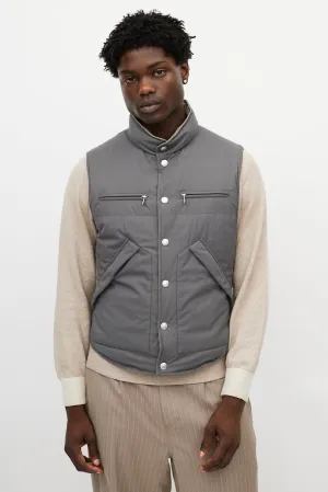 Brown & Grey Reversible Tweed Vest