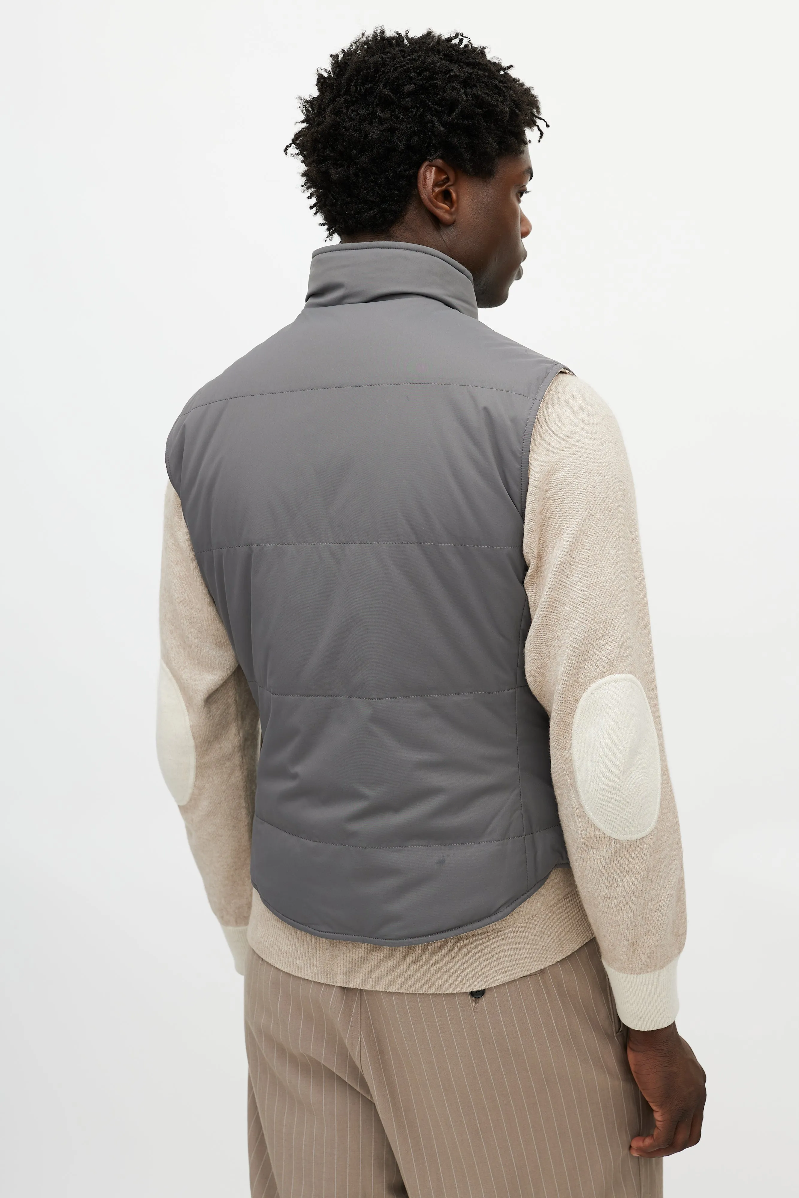Brown & Grey Reversible Tweed Vest