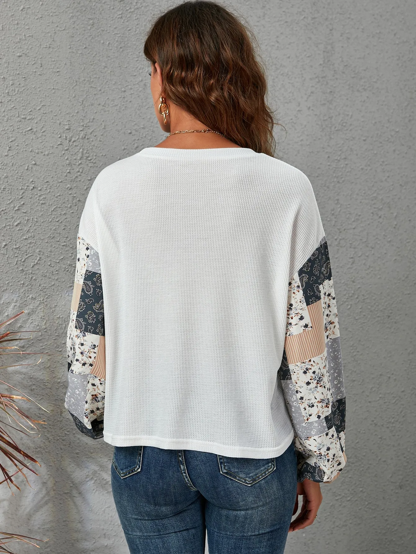 Casual Ditsy Floral Long Sleeve Round Neck Regular Women T-Shirt