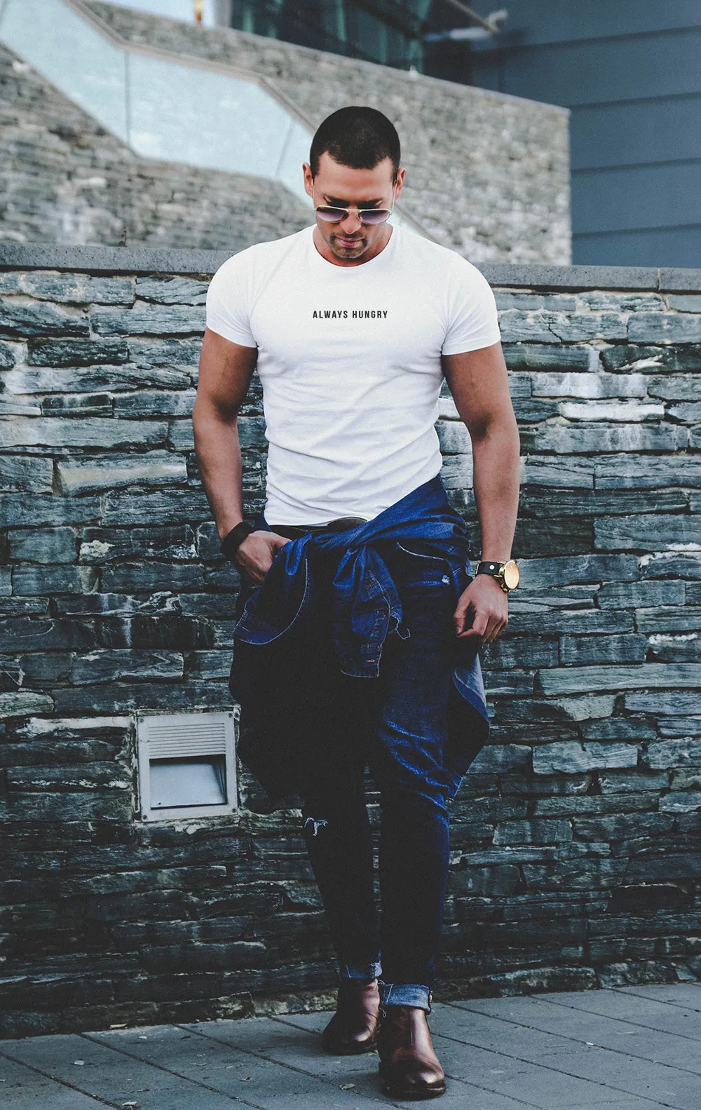 Casual Men's T-shirt ALWAYS HUNGRY Saying Street Fashion Tee MD916