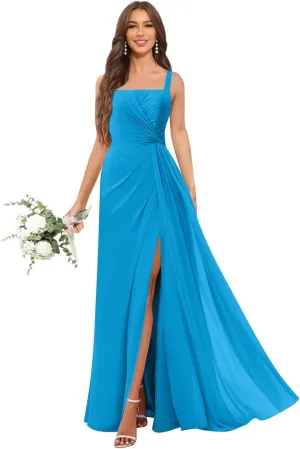 Chiffon Bridesmaid Dresses for Women 2025 Long A Line Wedding Guest Gown with Slit