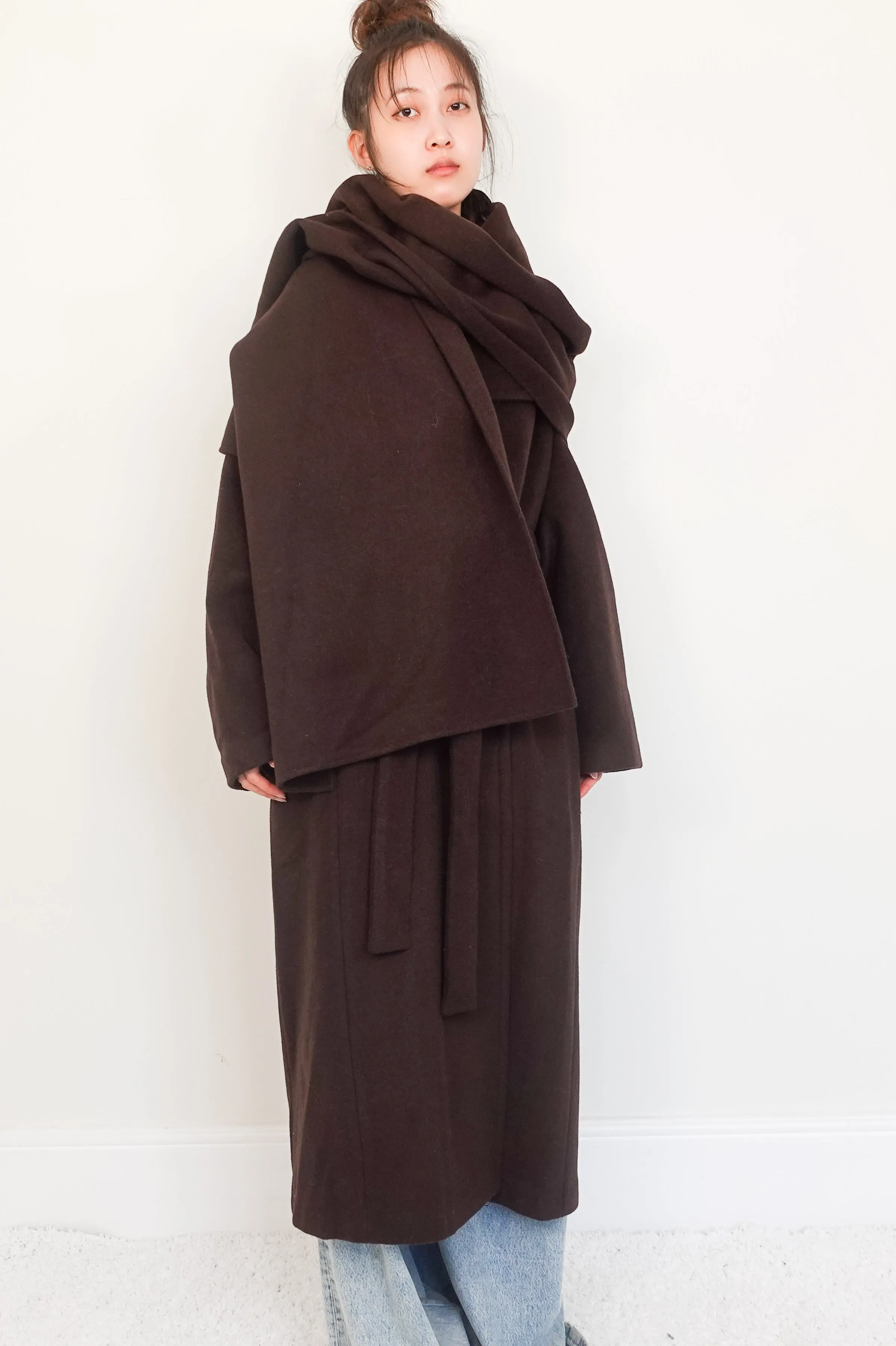 Chocolate brown Wool long line coat RRP £1,200