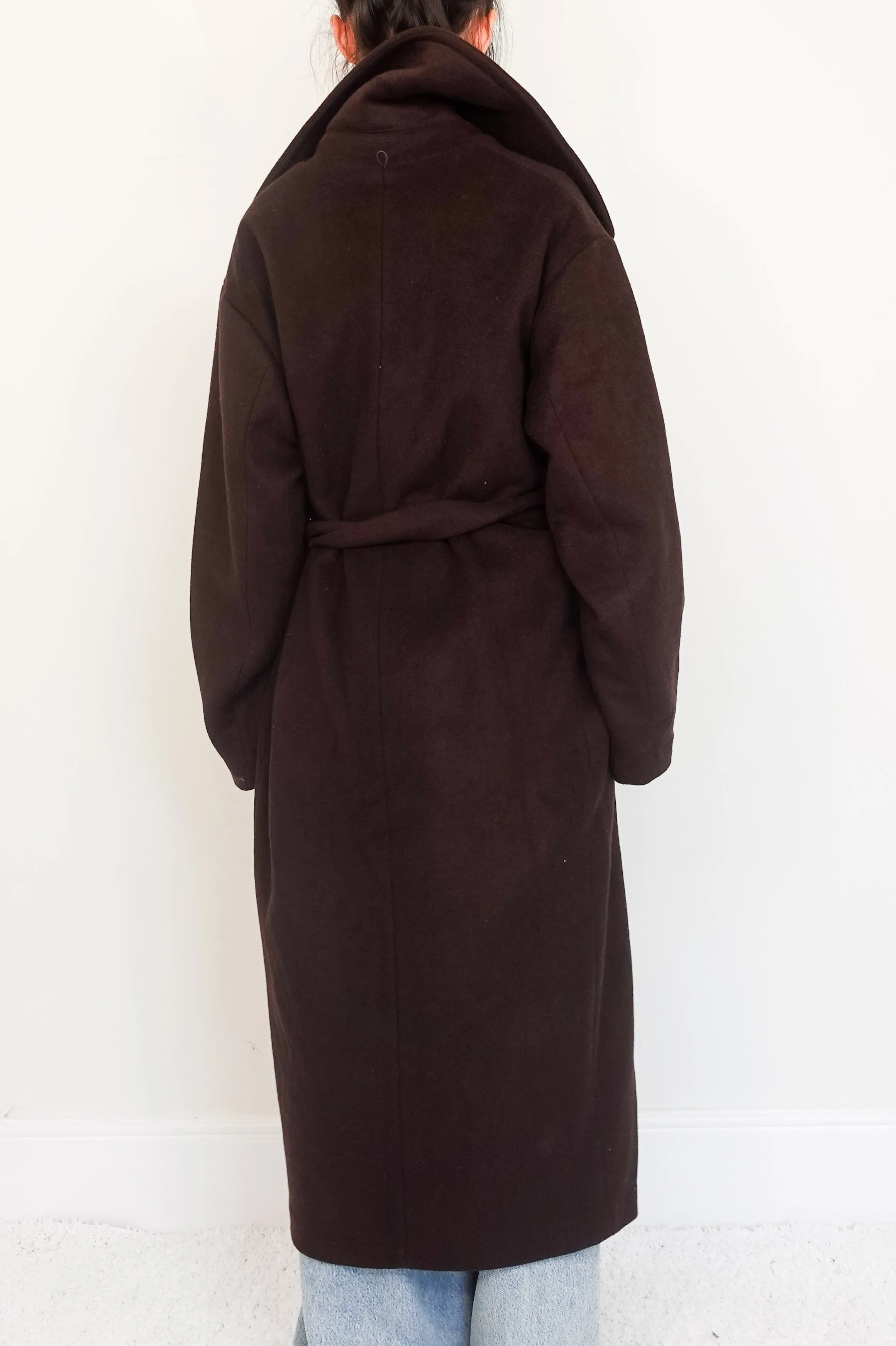 Chocolate brown Wool long line coat RRP £1,200