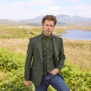 Classic Green  Herringbone Tweed Blazer
