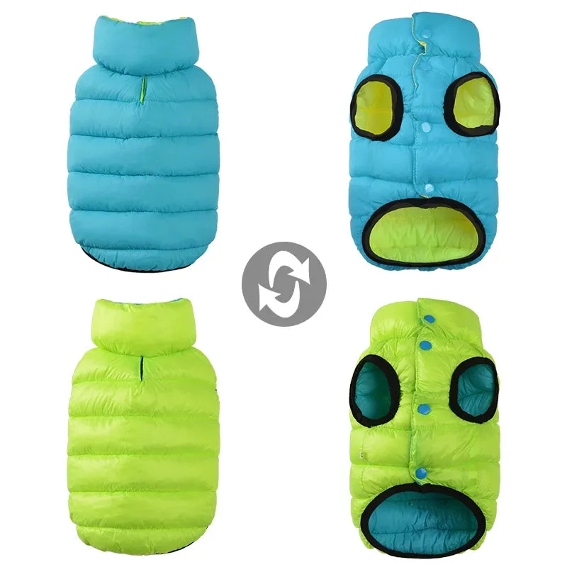 Colorful Dog Coat Reversible Clothes Winter Warm Jacket for Small Large Dogs Waterproof Thick Vest Jumpsuit Golden Retriever Waistcoat