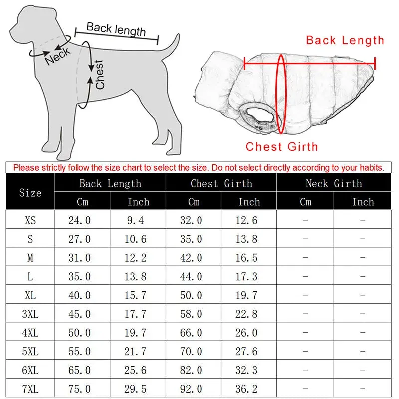 Colorful Dog Coat Reversible Clothes Winter Warm Jacket for Small Large Dogs Waterproof Thick Vest Jumpsuit Golden Retriever Waistcoat