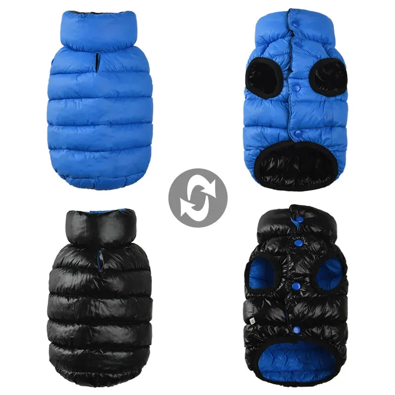 Colorful Dog Coat Reversible Clothes Winter Warm Jacket for Small Large Dogs Waterproof Thick Vest Jumpsuit Golden Retriever Waistcoat