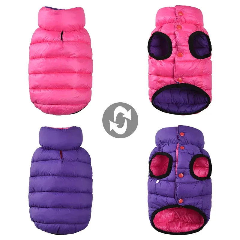Colorful Dog Coat Reversible Clothes Winter Warm Jacket for Small Large Dogs Waterproof Thick Vest Jumpsuit Golden Retriever Waistcoat