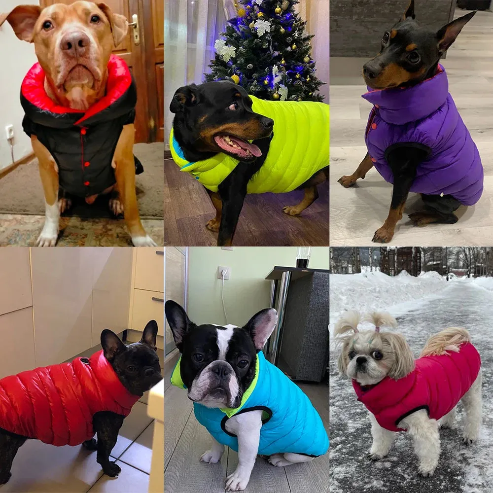 Colorful Dog Coat Reversible Clothes Winter Warm Jacket for Small Large Dogs Waterproof Thick Vest Jumpsuit Golden Retriever Waistcoat