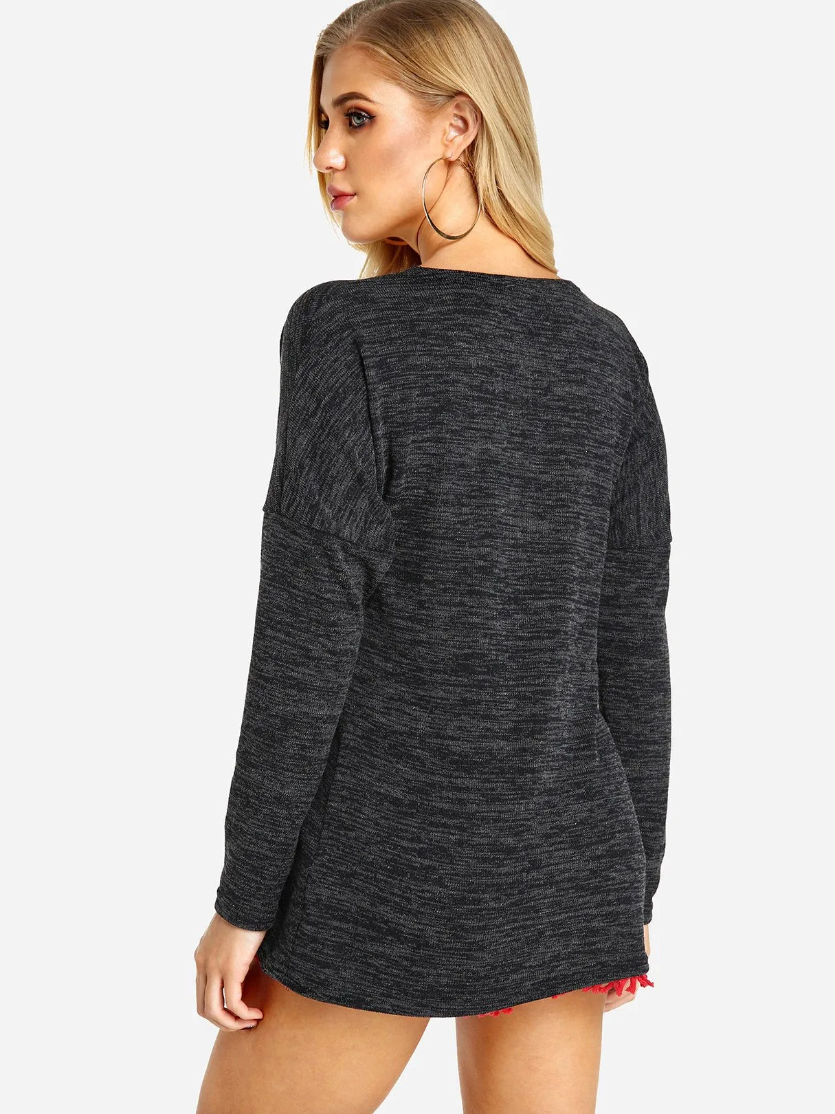 Custom Deep V-Neck Crossed Front Long Sleeve T-Shirts