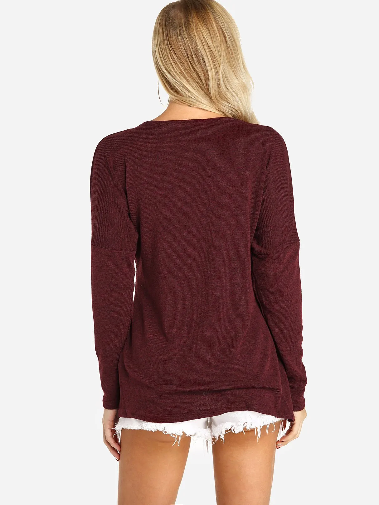 Custom Deep V-Neck Crossed Front Long Sleeve T-Shirts