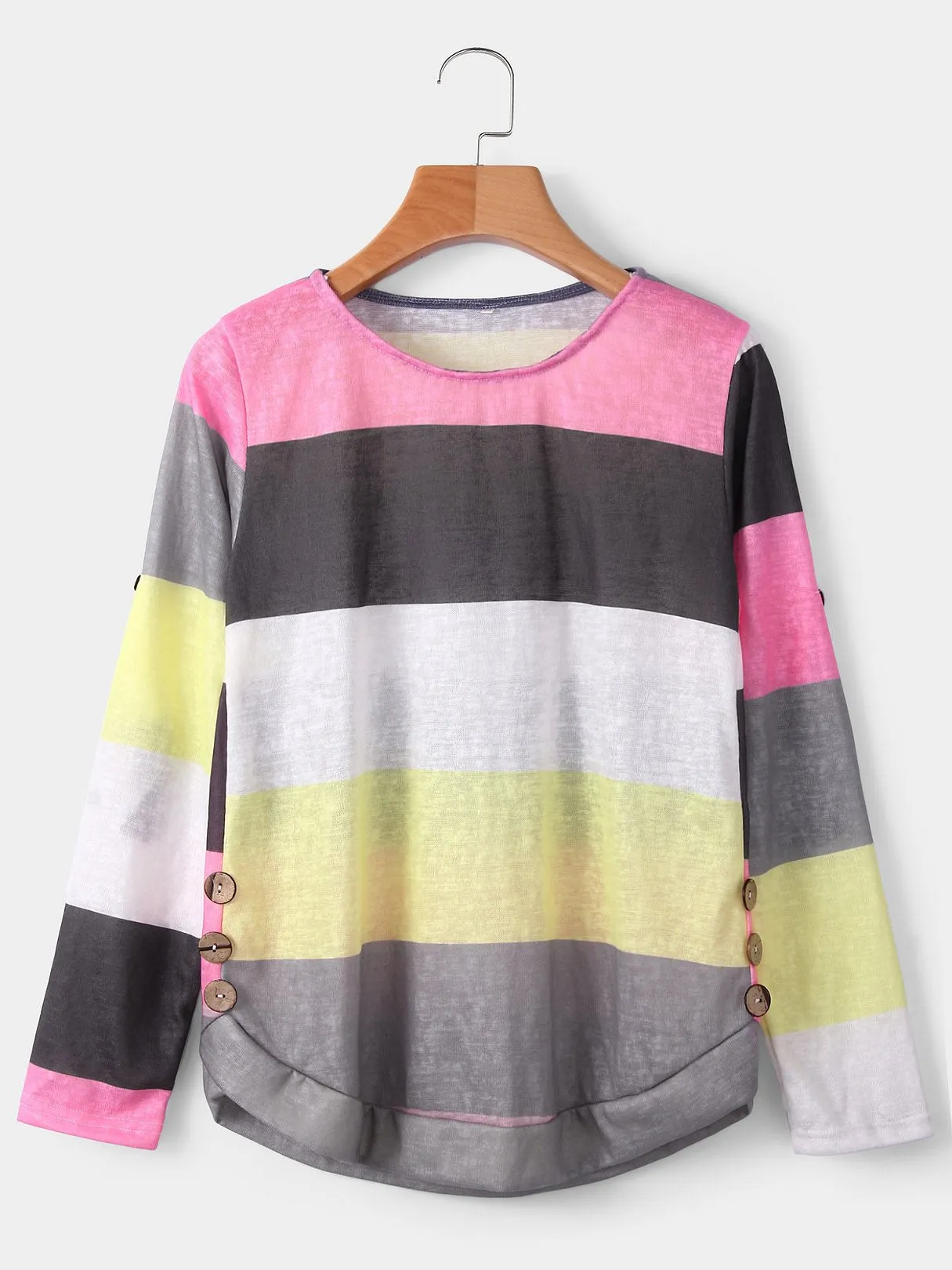 Custom Round Neck Pullover Stripe Long Sleeve T-Shirts
