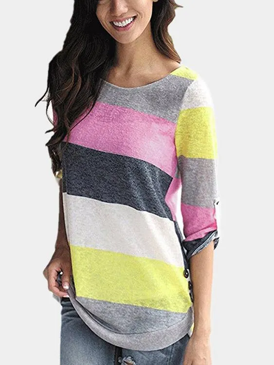 Custom Round Neck Pullover Stripe Long Sleeve T-Shirts