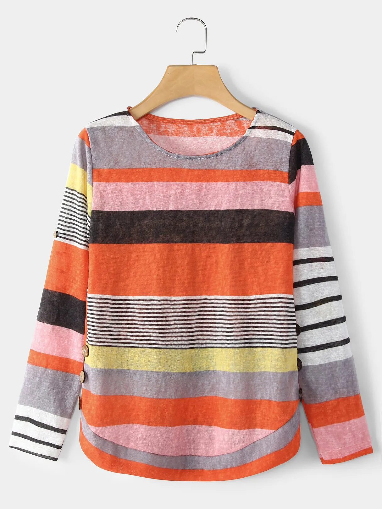 Custom Round Neck Pullover Stripe Long Sleeve T-Shirts