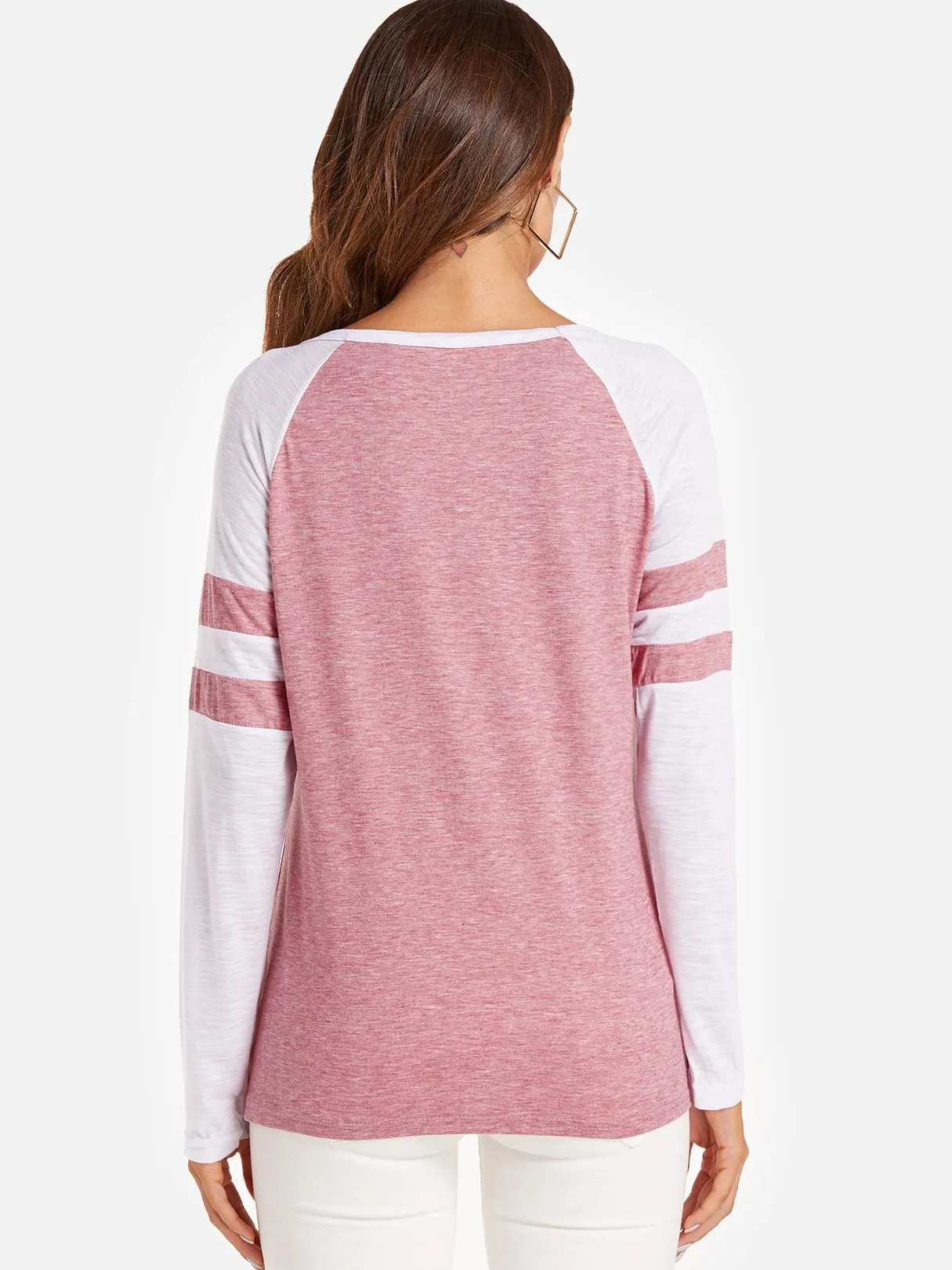 Custom Round Neck Stripe Long Sleeve Red T-Shirts