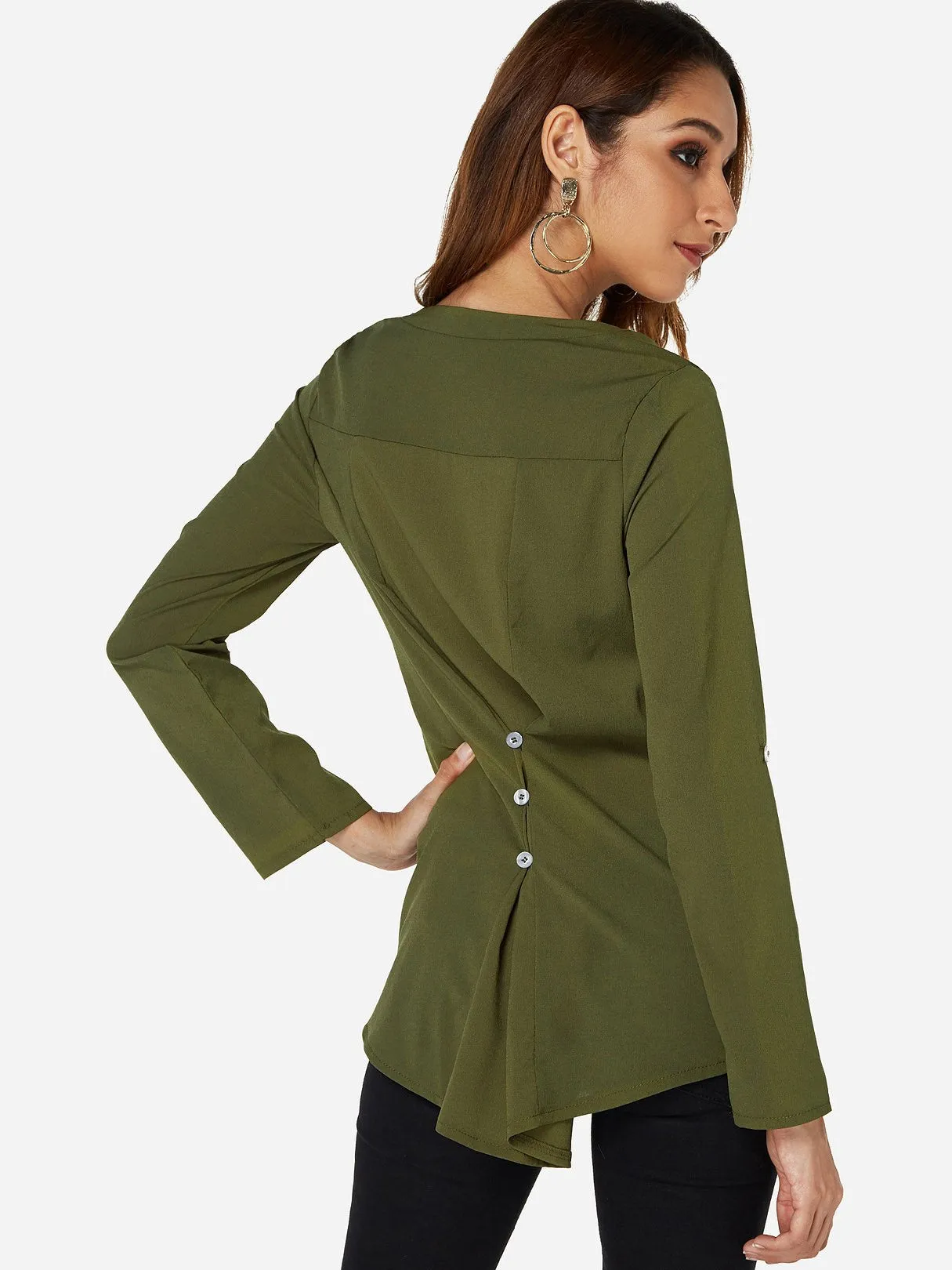 Custom V-Neck Plain Lace Long Sleeve T-Shirts