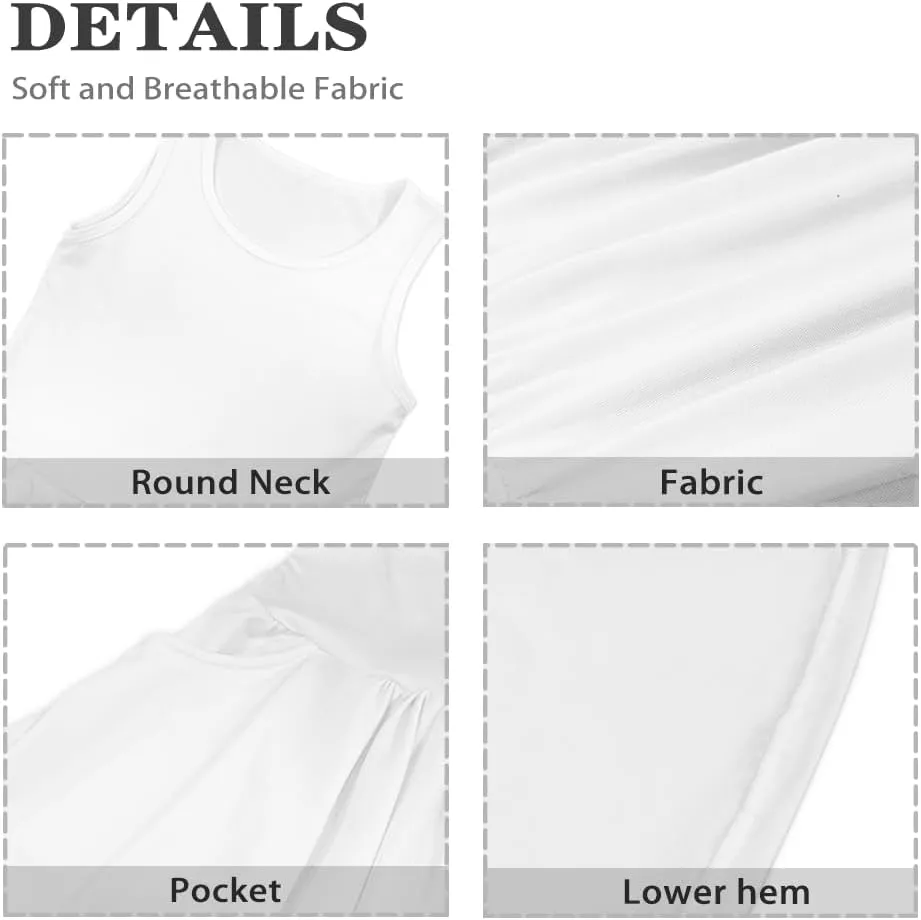 Cute Axolotl Dresses for Girls Sleeveless Tank Dress A Line Swing Sundress with Pockets 2-14T