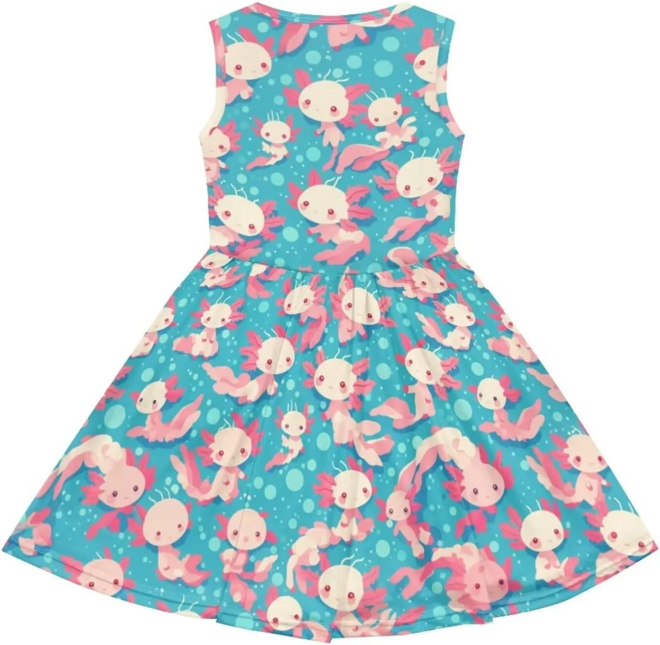 Cute Axolotl Dresses for Girls Sleeveless Tank Dress A Line Swing Sundress with Pockets 2-14T