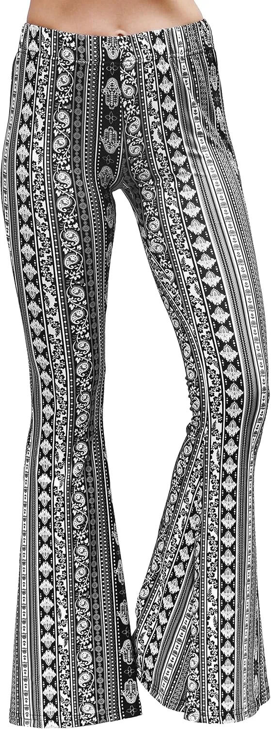 Daisy Del Sol High Waist Comfy Stretch Boho 70s Bell Bottom Fit to Flare Lounge Yoga Pants