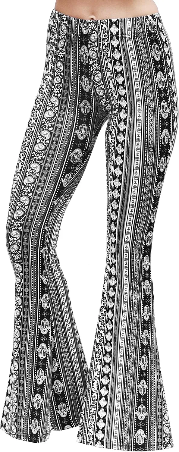 Daisy Del Sol High Waist Comfy Stretch Boho 70s Bell Bottom Fit to Flare Lounge Yoga Pants