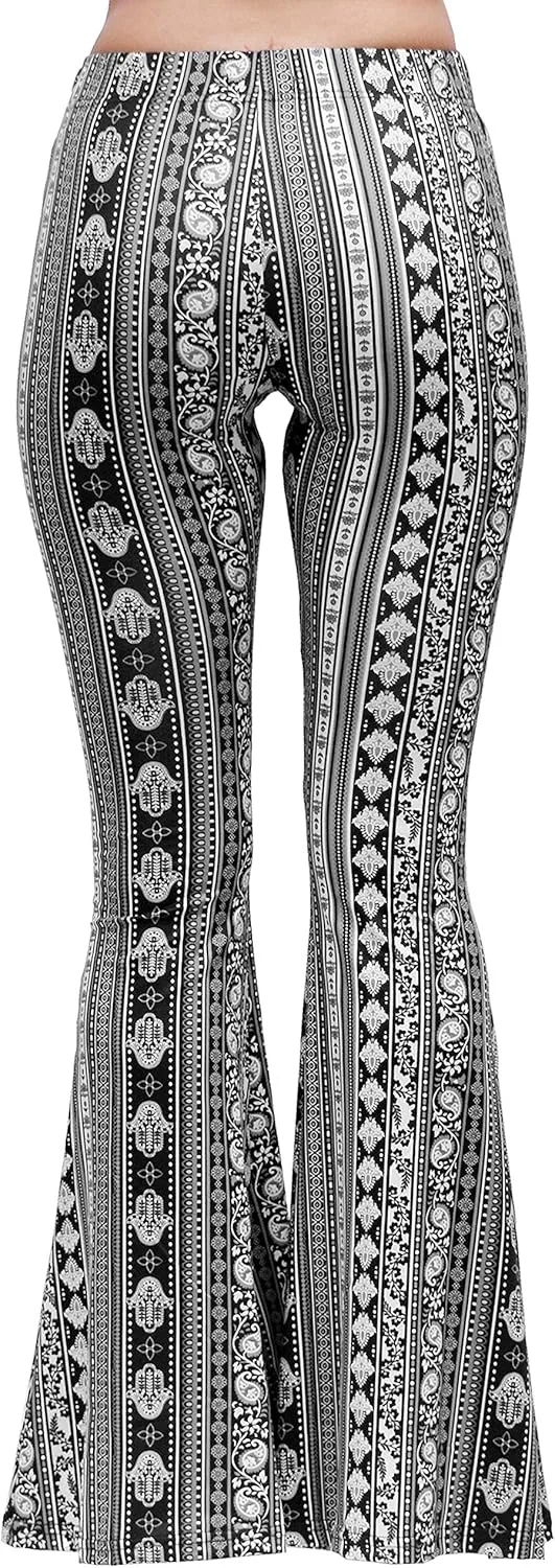 Daisy Del Sol High Waist Comfy Stretch Boho 70s Bell Bottom Fit to Flare Lounge Yoga Pants