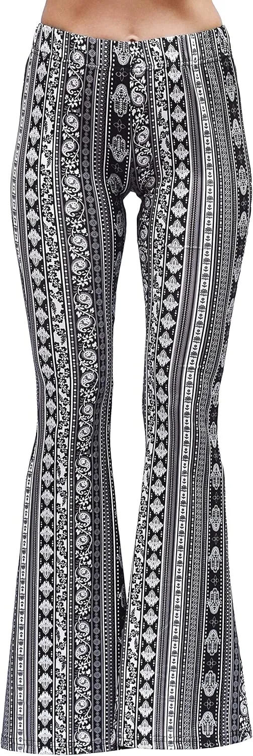 Daisy Del Sol High Waist Comfy Stretch Boho 70s Bell Bottom Fit to Flare Lounge Yoga Pants