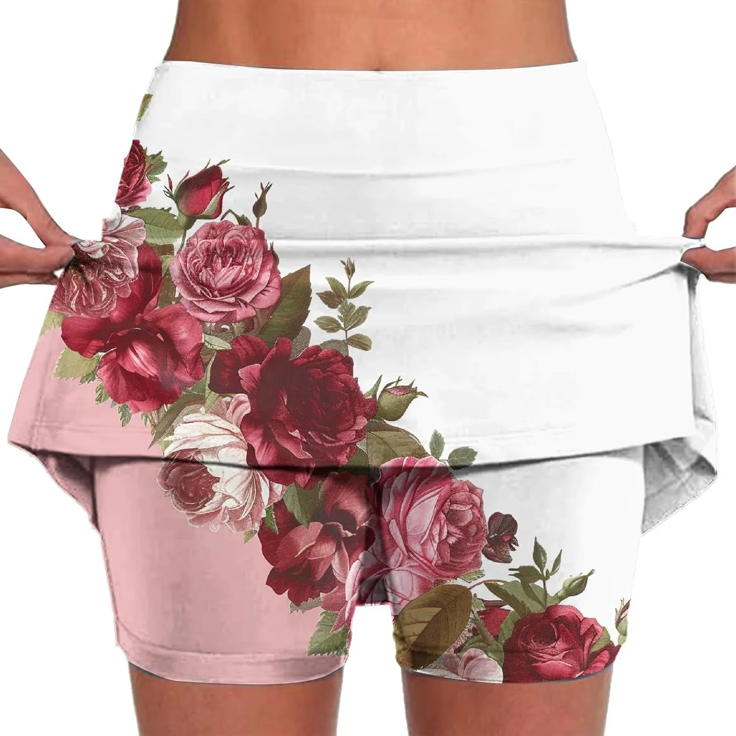 DDAPJ pyju Womens Summer Tennis Skirts with Shorts 2025 Fashion Floral Print High Waist Athletic Skort Beach Vacation Outfits