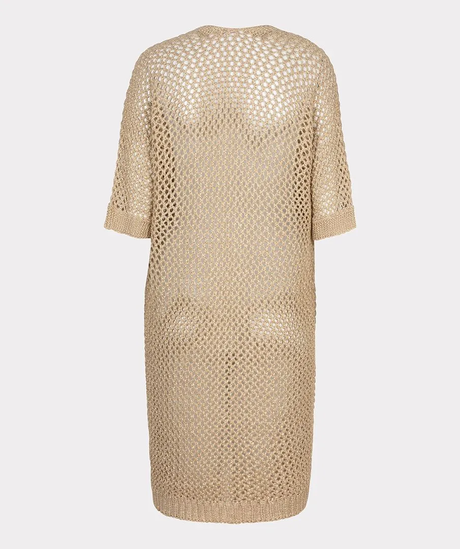 Final Sale Glenny Gold Long Open Knit Cardigan - EsQualo HS2418207