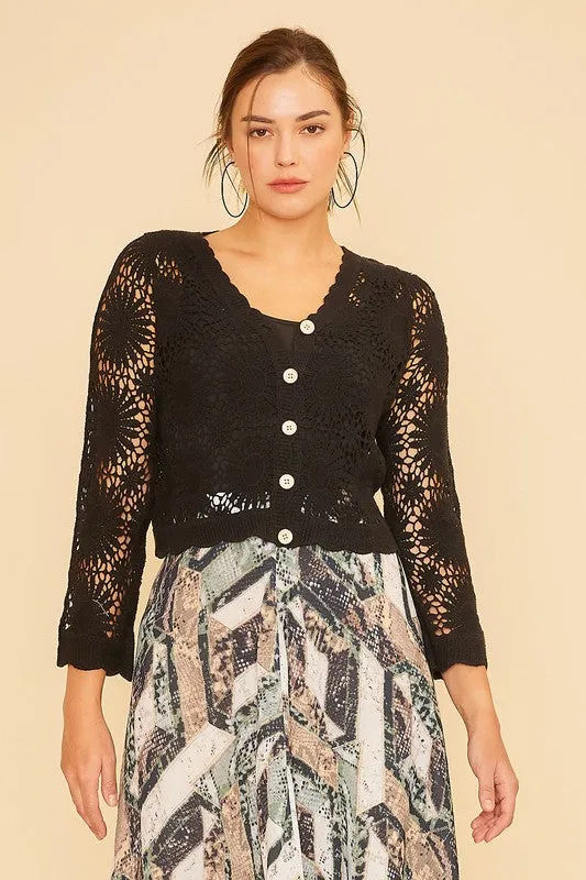 Floral Fishnet Cardigan