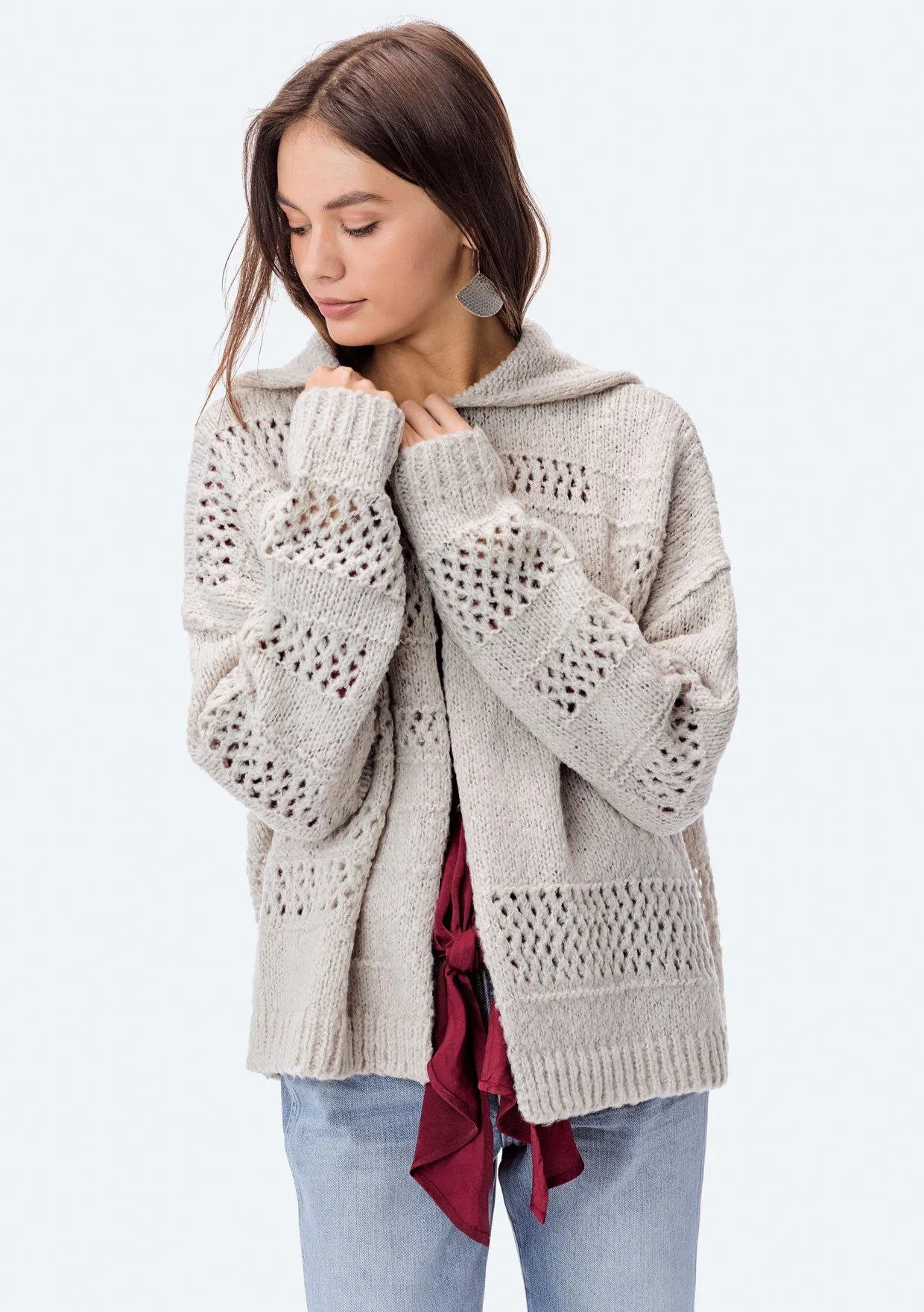 Fuzzy Crochet Hoodie (Vintage Bone)