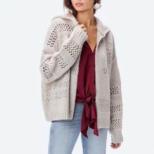 Fuzzy Crochet Hoodie (Vintage Bone)