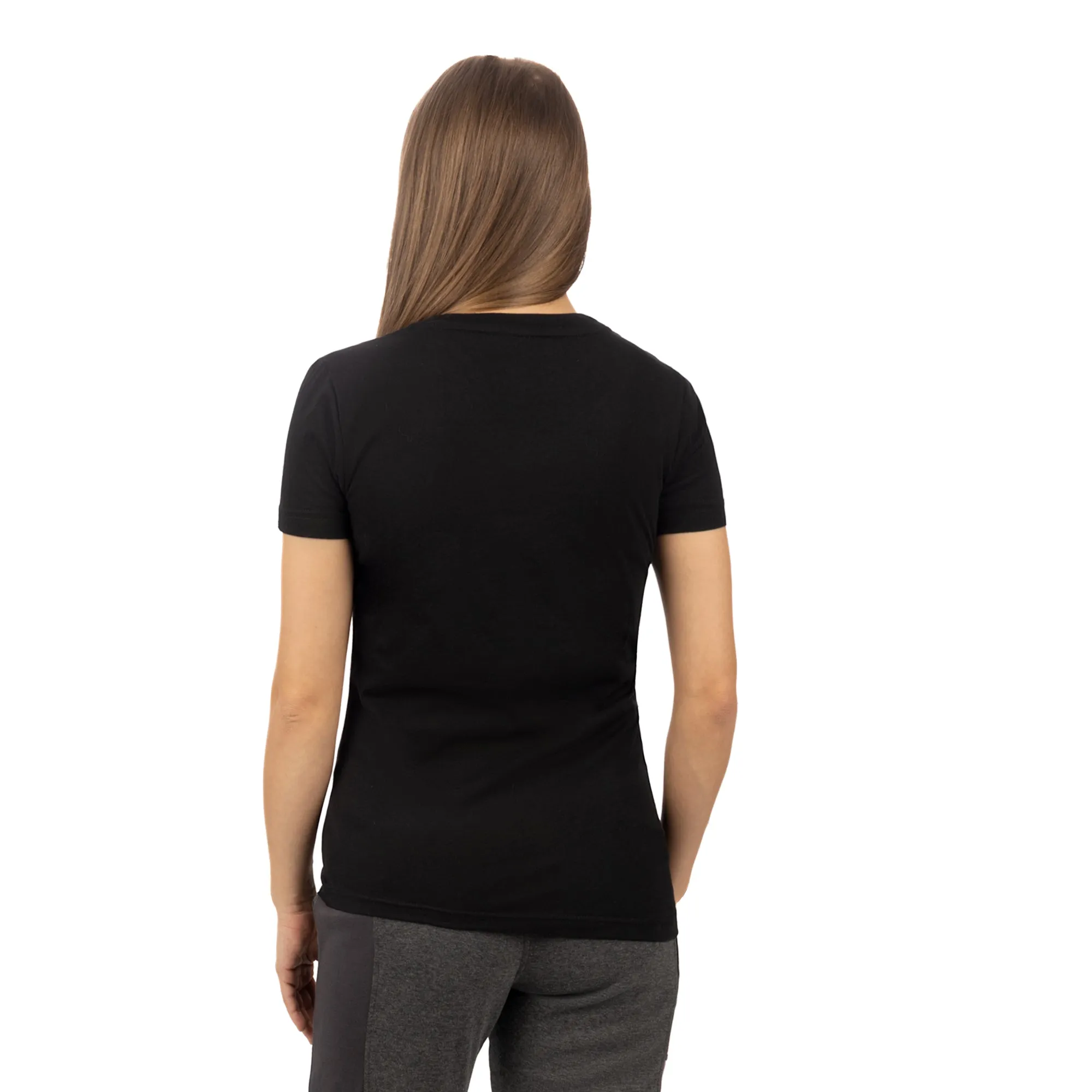 FXR  Womens Podium Premium T-Shirt Black Muted Melon Crew Neck Cotton Blend