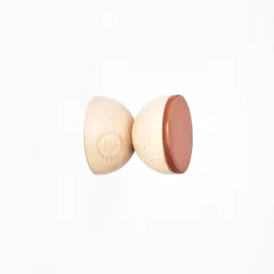 Geometric Beech Wood & Ceramic Wall Mounted Coat Hook / Knob - Dark Terracotta