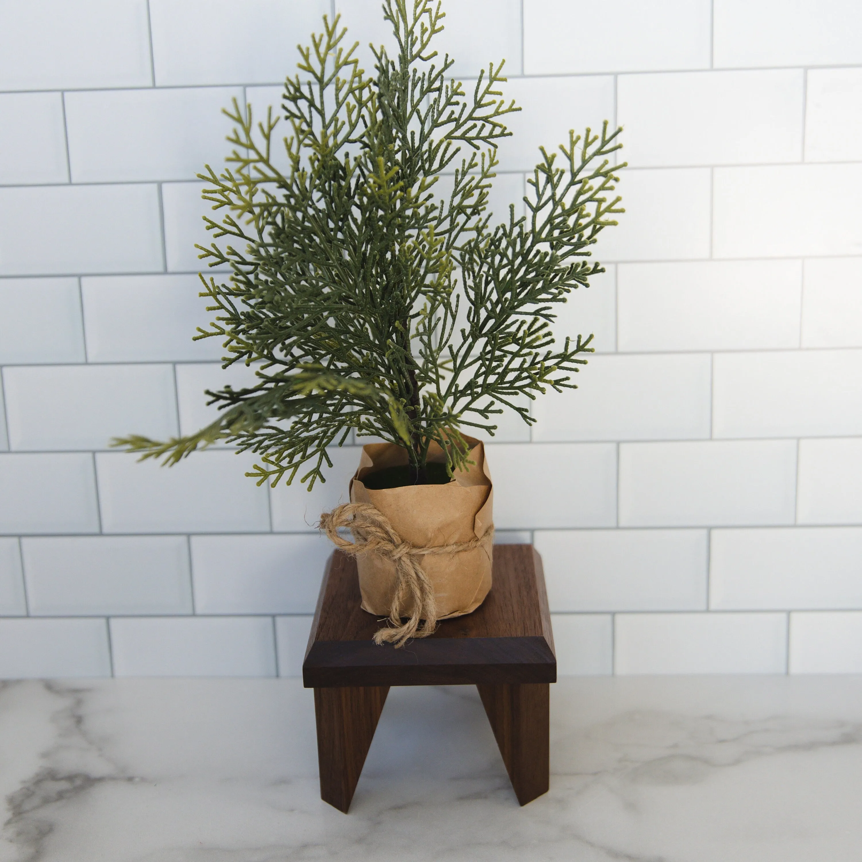 Geometric Plant Stand Oak Wood, Walnut Wood Display Stand