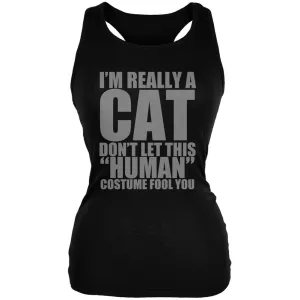 Halloween Human Cat Costume Black Juniors Soft Tank Top