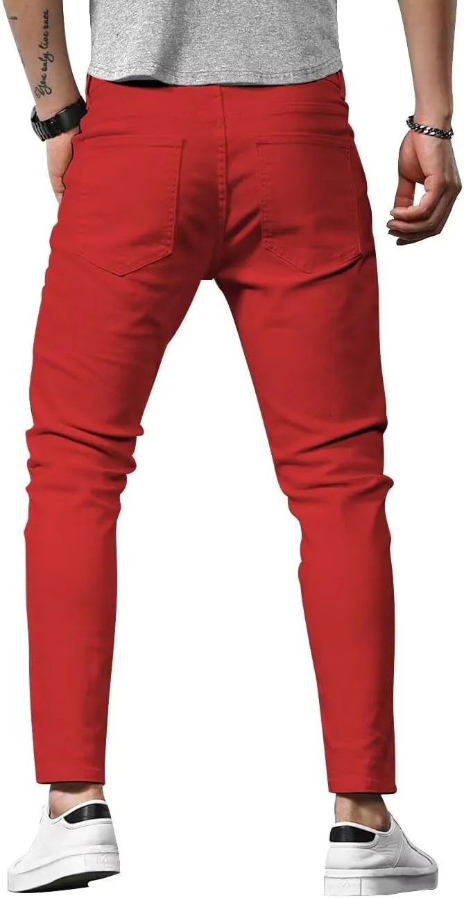 HUNGSON Mens Slim Fit Jeans Skinny Stretch Denim Pants for Men Straight Fit