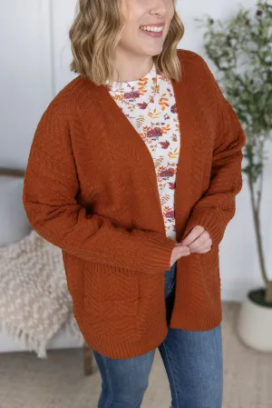 IN PRODUCTION Billie Open Knit Cardigan - Rust